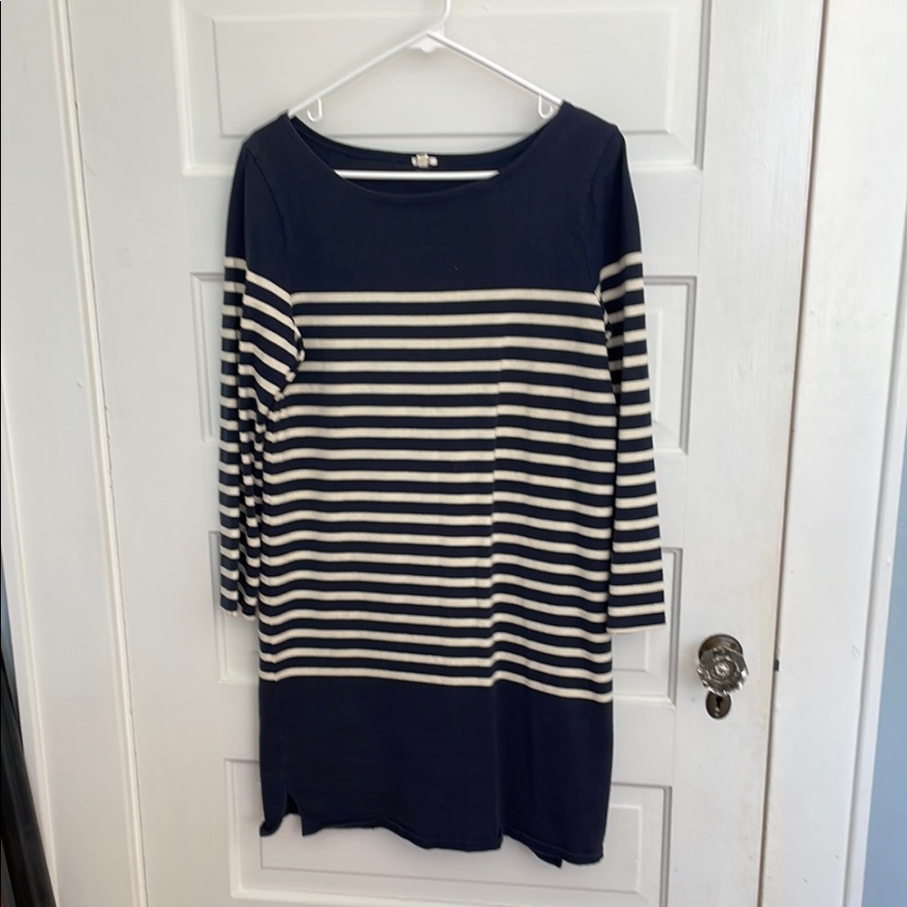 Vintage J. Crew cotton navy & cream striped dress or cover up